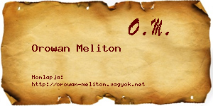 Orowan Meliton névjegykártya